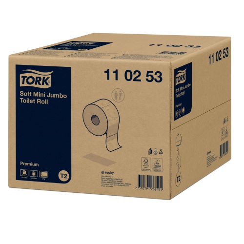 Tork Premium Toiletpapier Mini Jumbo Zacht rol (T2 EU ECO) product foto Front View L
