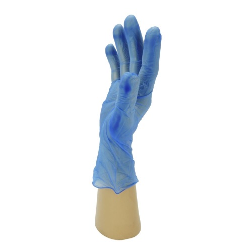 Wegwerphandschoen vinyl, niet gepoederd, maat L, blauw, doos à 100 stuks product foto Front View L