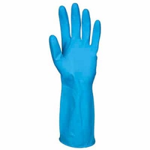Handschoen rubber, niet gepoederd, maat L, blauw product foto Front View L