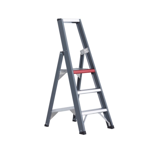 Aluminium stepladder 3 treden, NEN 2484 product foto Front View L