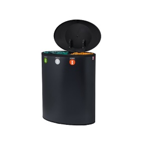 Binc duurzame afvalbak gesloten deksel, 60 l, zwart product foto Image4 L