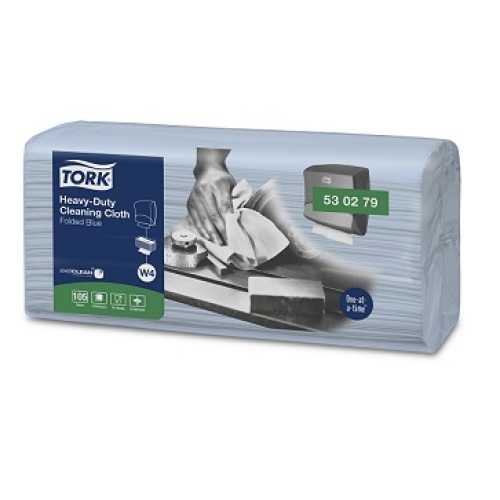 Tork Heavy-Duty Cleaning Cloth Blue folded (W4) product foto Front View L