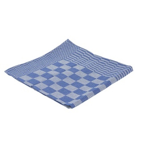 Theedoek blauw/wit geblokt, 70 x 70 cm product foto Front View L