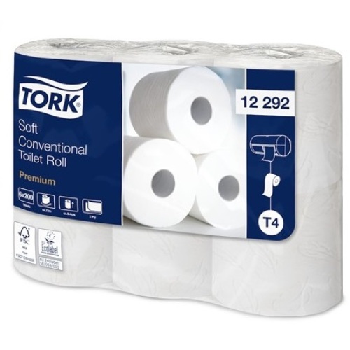 Tork Premium Toiletpapier Traditioneel Zacht 2-laags, wit (T4 EU ECO) product foto Front View L