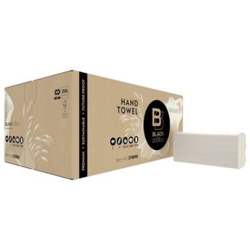 Satino Black GreenGrow handdoek V-vouw, 2-laags, licht-beige product foto Front View L