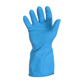 Huishoudhandschoen latex, niet gepoederd, maat XL, blauw product foto