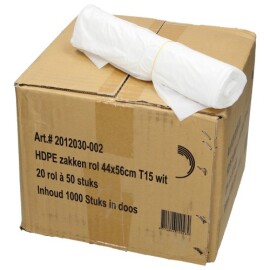 Plastic zak HDPE 44 x 56 cm, 13µ, wit, , 16 l product foto